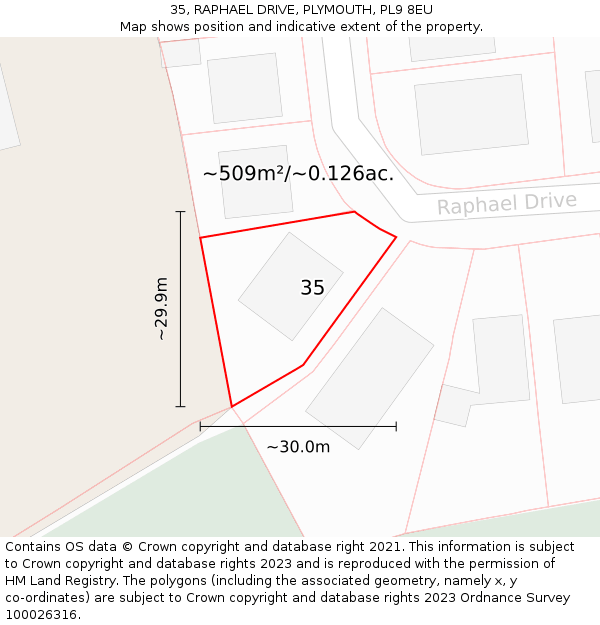 35, RAPHAEL DRIVE, PLYMOUTH, PL9 8EU: Plot and title map