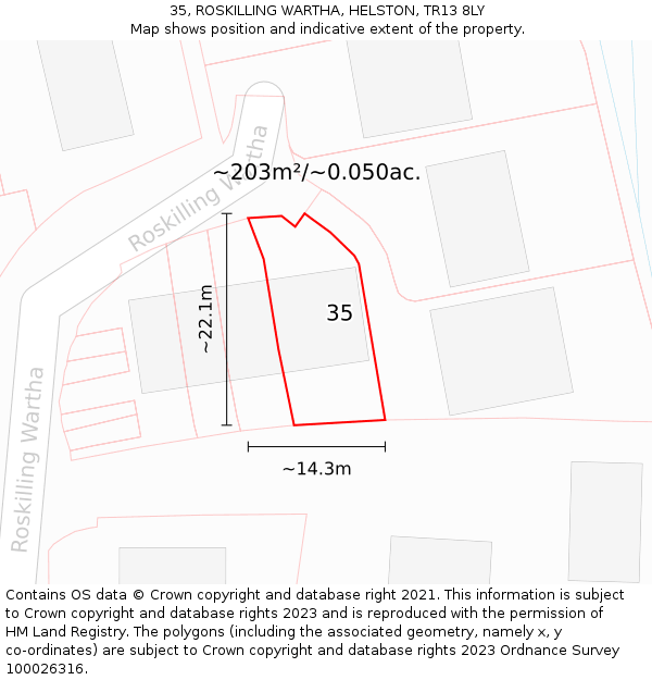 35, ROSKILLING WARTHA, HELSTON, TR13 8LY: Plot and title map