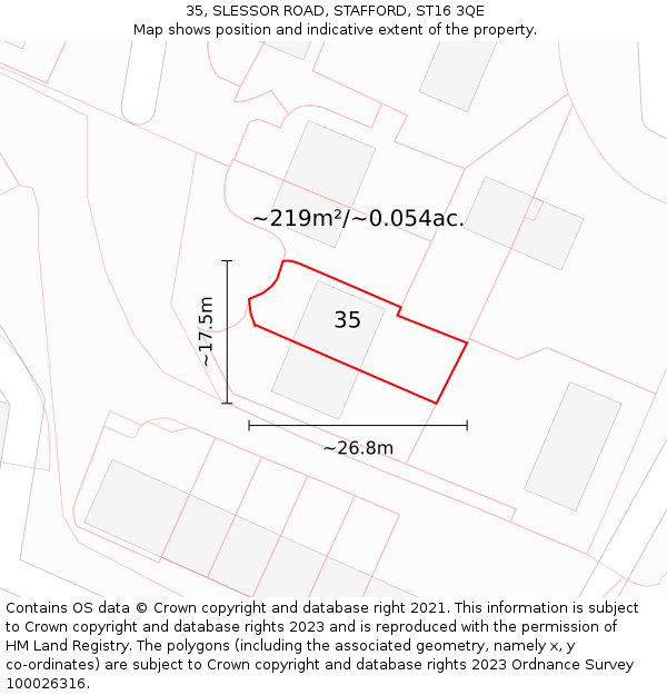 35, SLESSOR ROAD, STAFFORD, ST16 3QE: Plot and title map