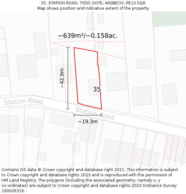 35, STATION ROAD, TYDD GOTE, WISBECH, PE13 5QA: Plot and title map