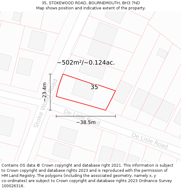 35, STOKEWOOD ROAD, BOURNEMOUTH, BH3 7ND: Plot and title map