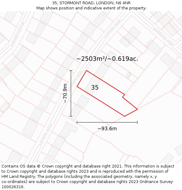 35, STORMONT ROAD, LONDON, N6 4NR: Plot and title map
