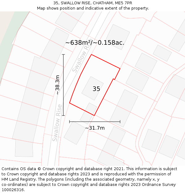 35, SWALLOW RISE, CHATHAM, ME5 7PR: Plot and title map