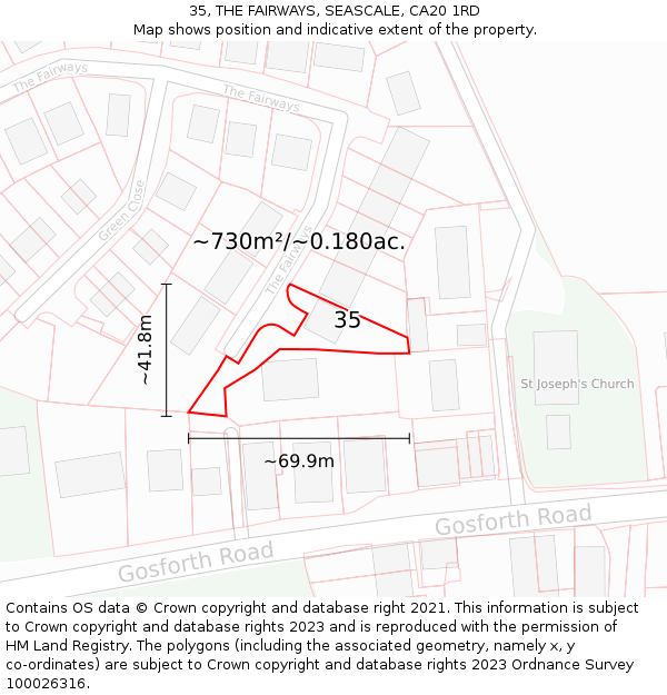 35, THE FAIRWAYS, SEASCALE, CA20 1RD: Plot and title map