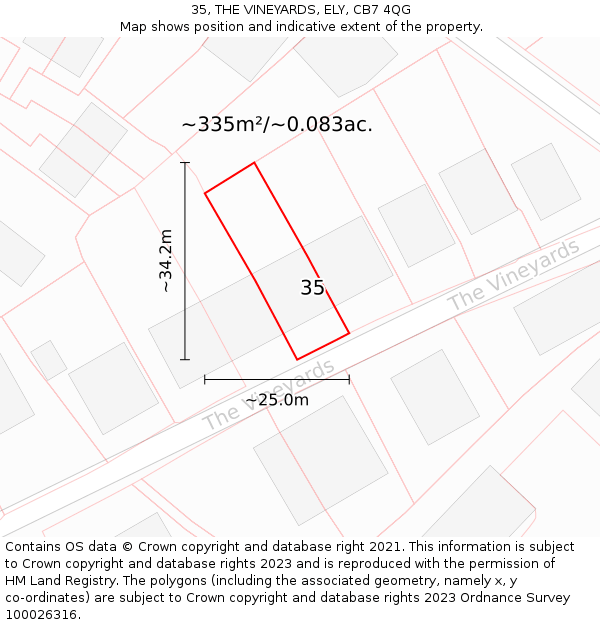 35, THE VINEYARDS, ELY, CB7 4QG: Plot and title map