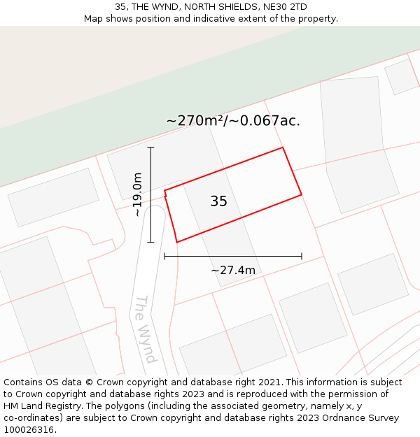 35, THE WYND, NORTH SHIELDS, NE30 2TD: Plot and title map