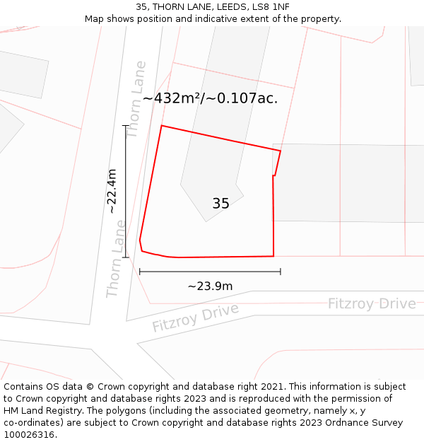 35, THORN LANE, LEEDS, LS8 1NF: Plot and title map