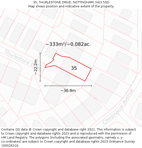 35, THURLESTONE DRIVE, NOTTINGHAM, NG3 5SD: Plot and title map