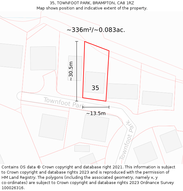 35, TOWNFOOT PARK, BRAMPTON, CA8 1RZ: Plot and title map