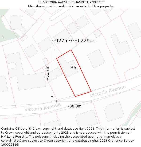 35, VICTORIA AVENUE, SHANKLIN, PO37 6LT: Plot and title map