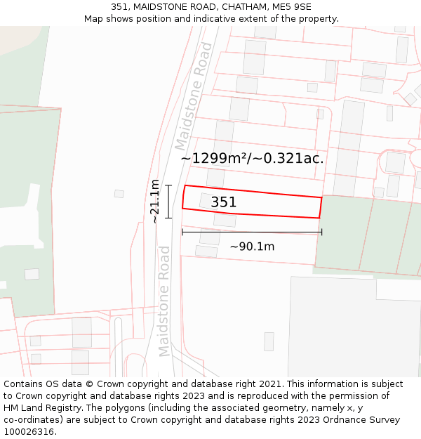 351, MAIDSTONE ROAD, CHATHAM, ME5 9SE: Plot and title map