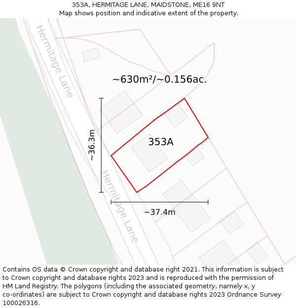 353A, HERMITAGE LANE, MAIDSTONE, ME16 9NT: Plot and title map