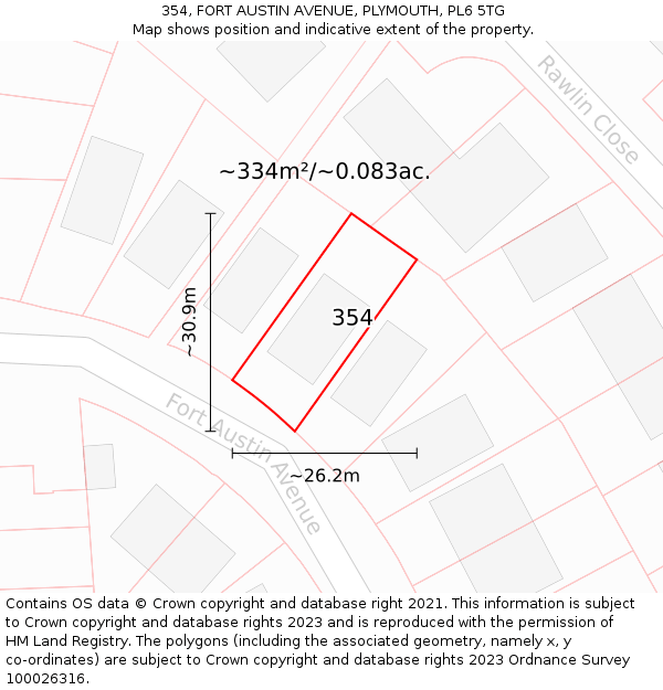 354, FORT AUSTIN AVENUE, PLYMOUTH, PL6 5TG: Plot and title map