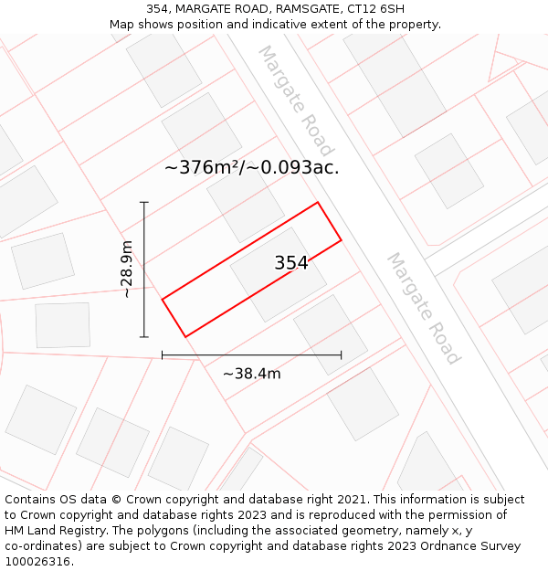 354, MARGATE ROAD, RAMSGATE, CT12 6SH: Plot and title map