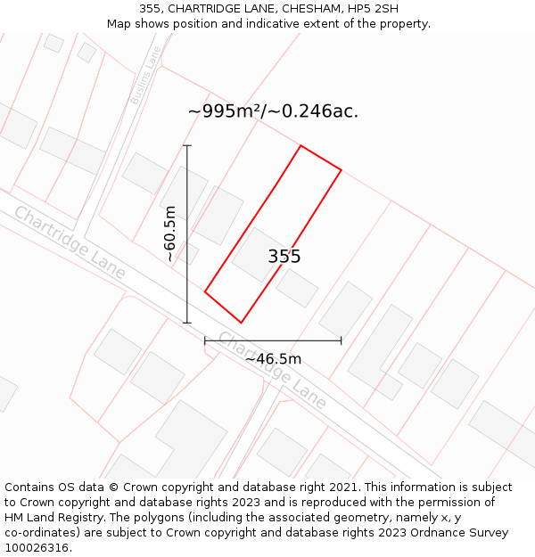 355, CHARTRIDGE LANE, CHESHAM, HP5 2SH: Plot and title map