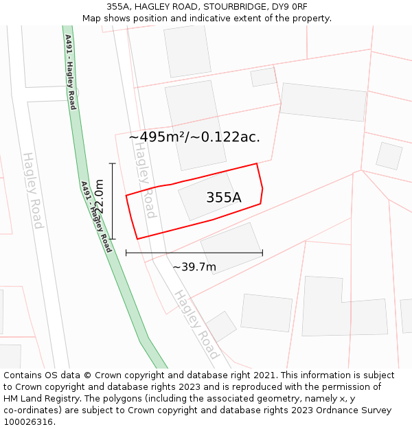 355A, HAGLEY ROAD, STOURBRIDGE, DY9 0RF: Plot and title map