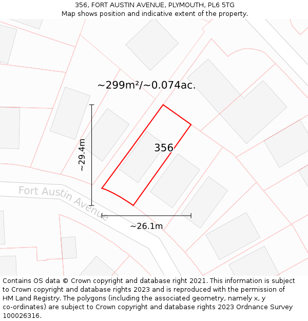 356, FORT AUSTIN AVENUE, PLYMOUTH, PL6 5TG: Plot and title map
