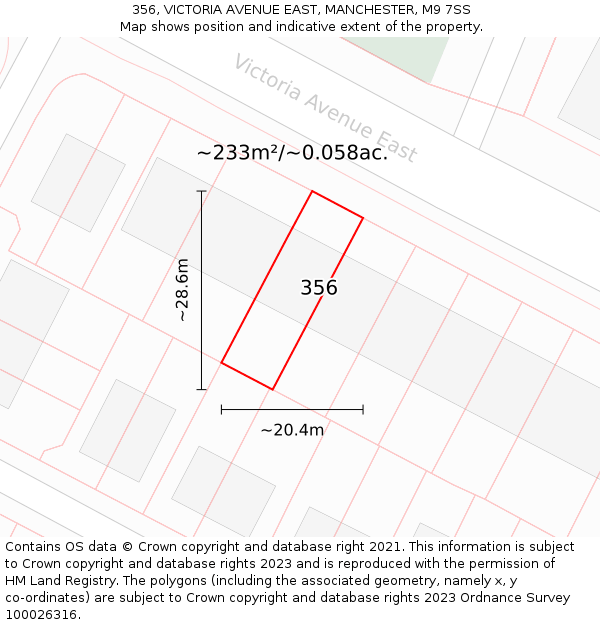 356, VICTORIA AVENUE EAST, MANCHESTER, M9 7SS: Plot and title map