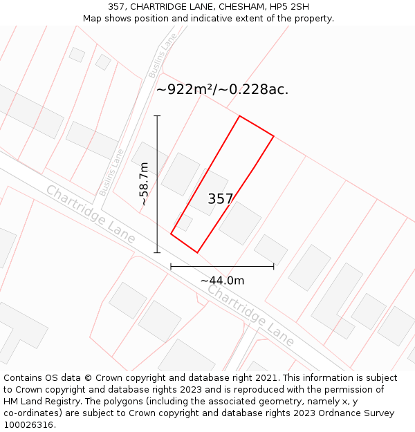 357, CHARTRIDGE LANE, CHESHAM, HP5 2SH: Plot and title map