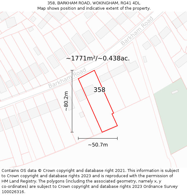 358, BARKHAM ROAD, WOKINGHAM, RG41 4DL: Plot and title map