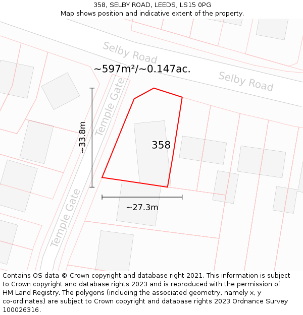 358, SELBY ROAD, LEEDS, LS15 0PG: Plot and title map