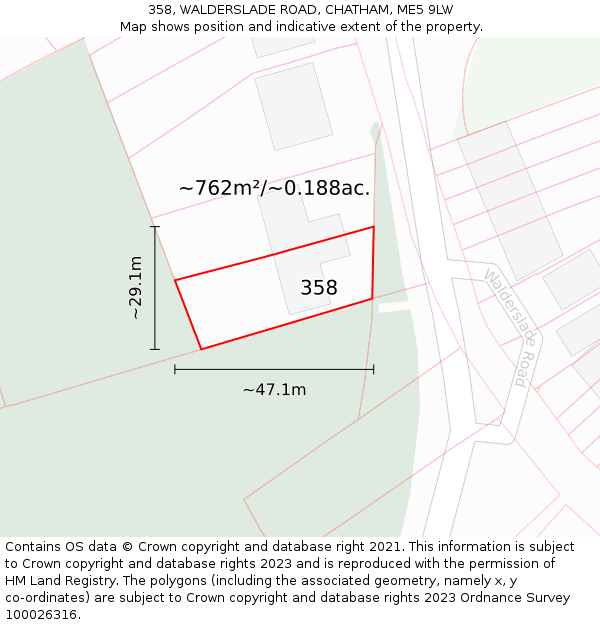 358, WALDERSLADE ROAD, CHATHAM, ME5 9LW: Plot and title map
