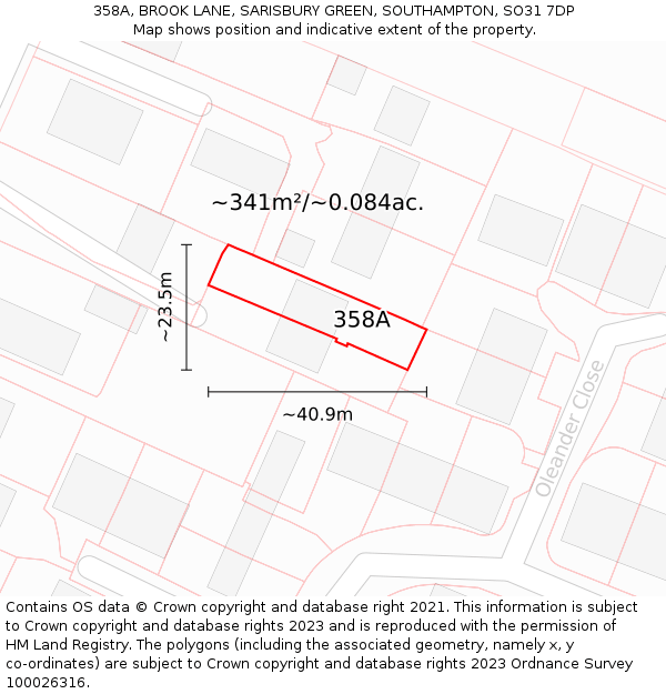 358A, BROOK LANE, SARISBURY GREEN, SOUTHAMPTON, SO31 7DP: Plot and title map