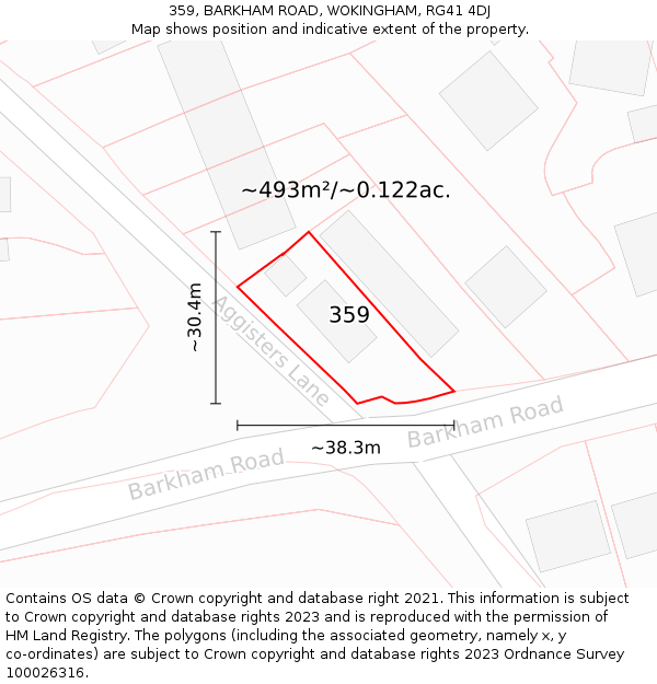 359, BARKHAM ROAD, WOKINGHAM, RG41 4DJ: Plot and title map