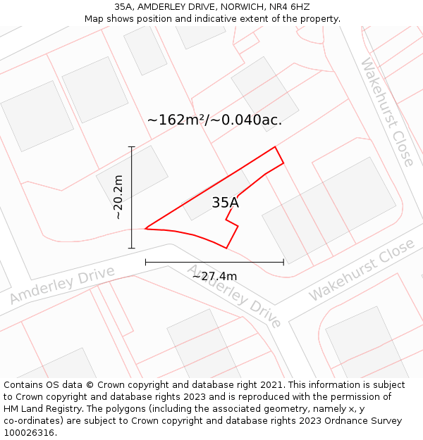 35A, AMDERLEY DRIVE, NORWICH, NR4 6HZ: Plot and title map