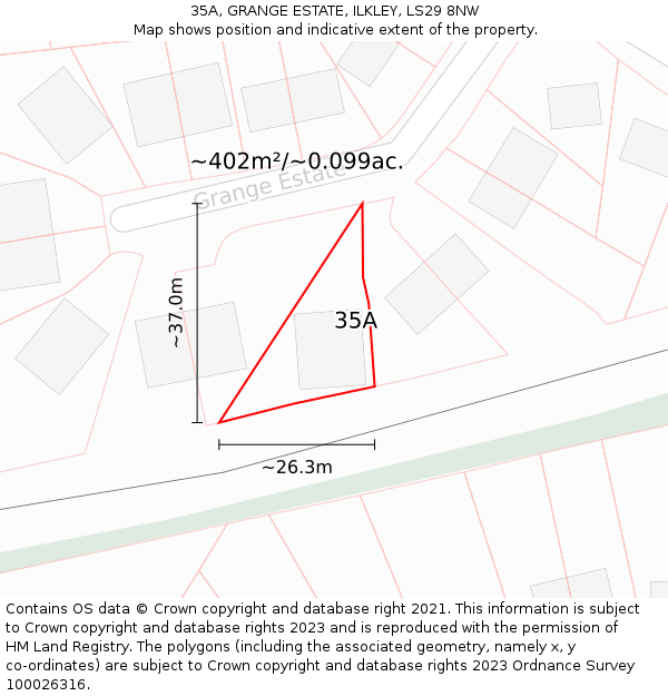 35A, GRANGE ESTATE, ILKLEY, LS29 8NW: Plot and title map