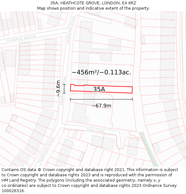 35A, HEATHCOTE GROVE, LONDON, E4 6RZ: Plot and title map