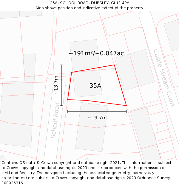 35A, SCHOOL ROAD, DURSLEY, GL11 4PA: Plot and title map