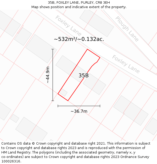 35B, FOXLEY LANE, PURLEY, CR8 3EH: Plot and title map