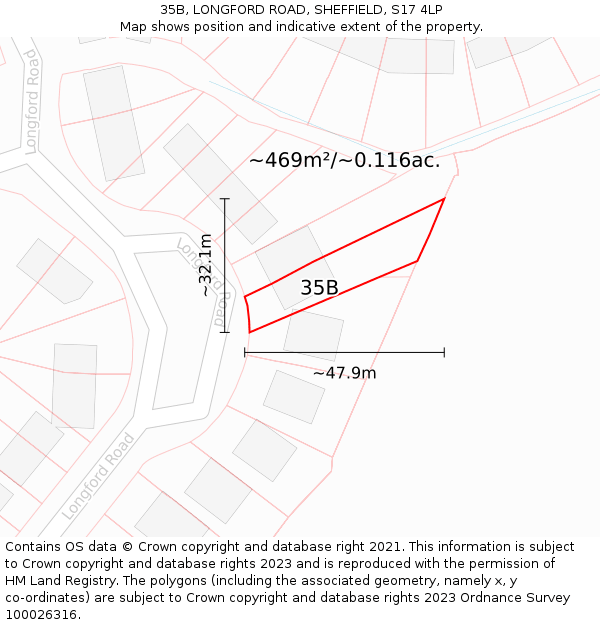 35B, LONGFORD ROAD, SHEFFIELD, S17 4LP: Plot and title map