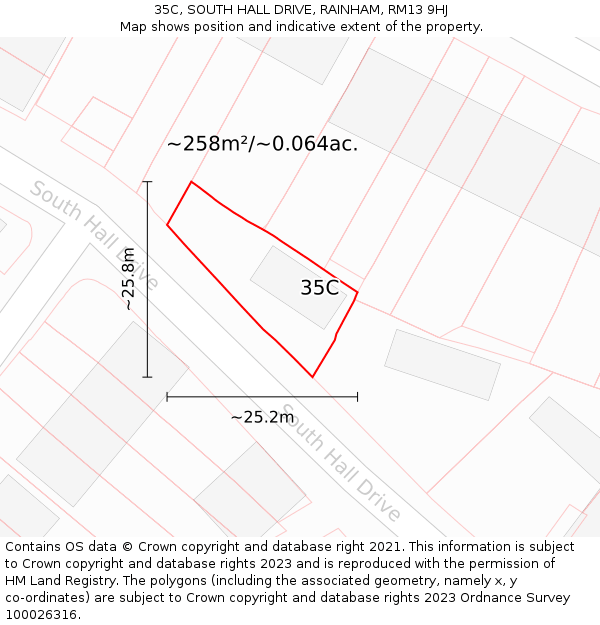 35C, SOUTH HALL DRIVE, RAINHAM, RM13 9HJ: Plot and title map