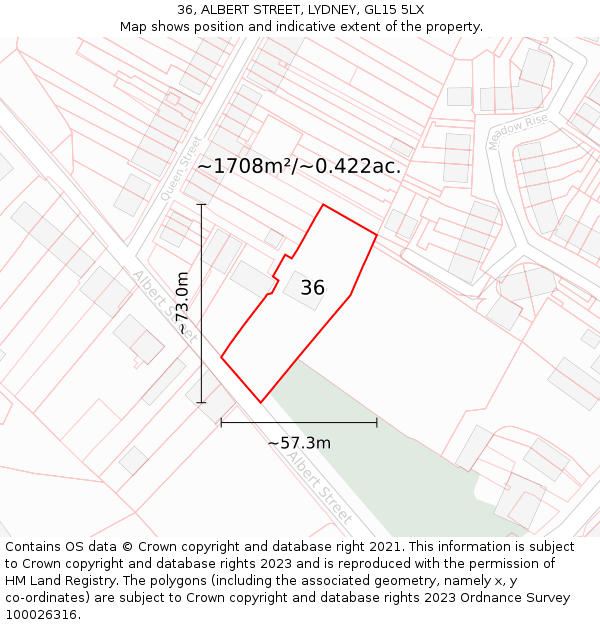 36, ALBERT STREET, LYDNEY, GL15 5LX: Plot and title map