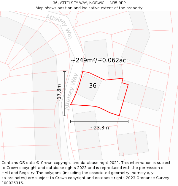 36, ATTELSEY WAY, NORWICH, NR5 9EP: Plot and title map