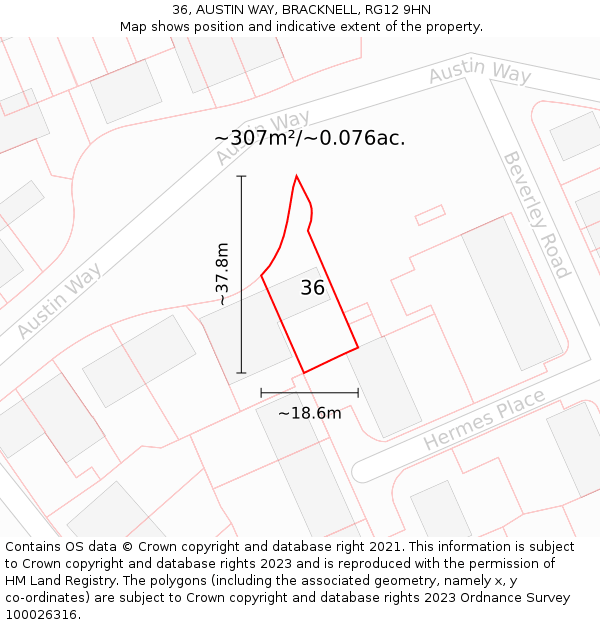 36, AUSTIN WAY, BRACKNELL, RG12 9HN: Plot and title map