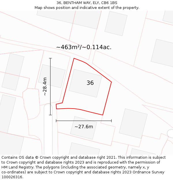 36, BENTHAM WAY, ELY, CB6 1BS: Plot and title map