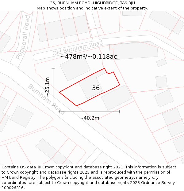 36, BURNHAM ROAD, HIGHBRIDGE, TA9 3JH: Plot and title map