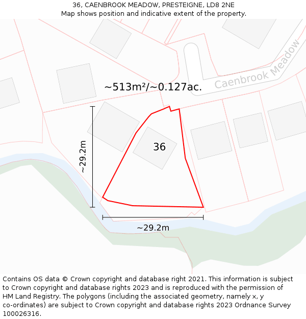 36, CAENBROOK MEADOW, PRESTEIGNE, LD8 2NE: Plot and title map