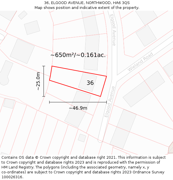 36, ELGOOD AVENUE, NORTHWOOD, HA6 3QS: Plot and title map