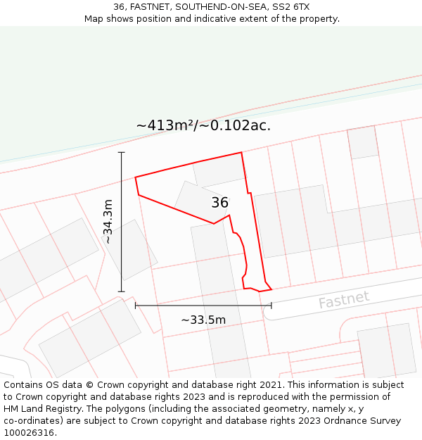 36, FASTNET, SOUTHEND-ON-SEA, SS2 6TX: Plot and title map