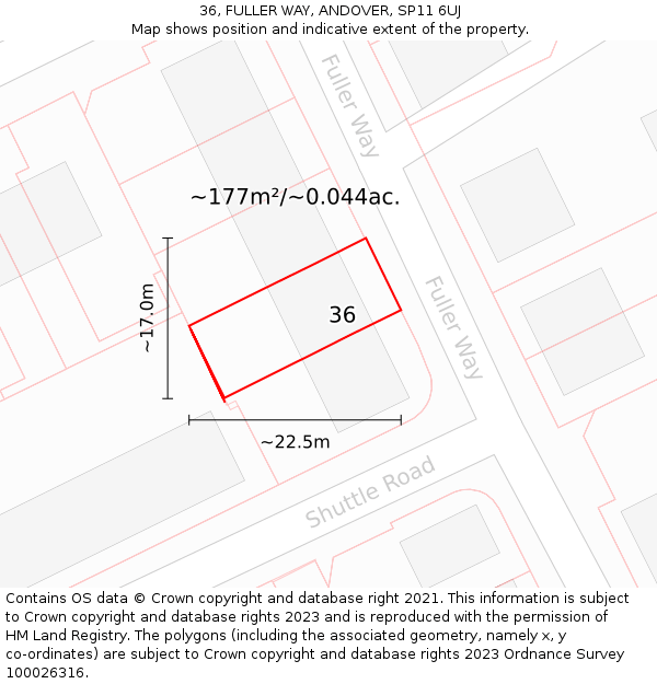 36, FULLER WAY, ANDOVER, SP11 6UJ: Plot and title map