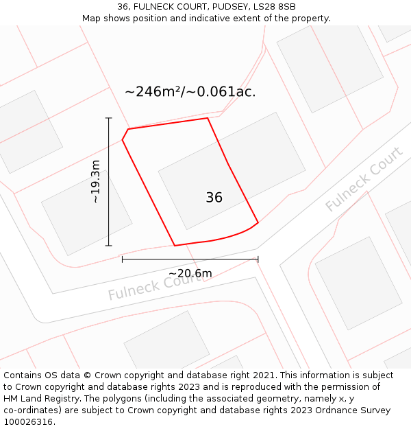 36, FULNECK COURT, PUDSEY, LS28 8SB: Plot and title map