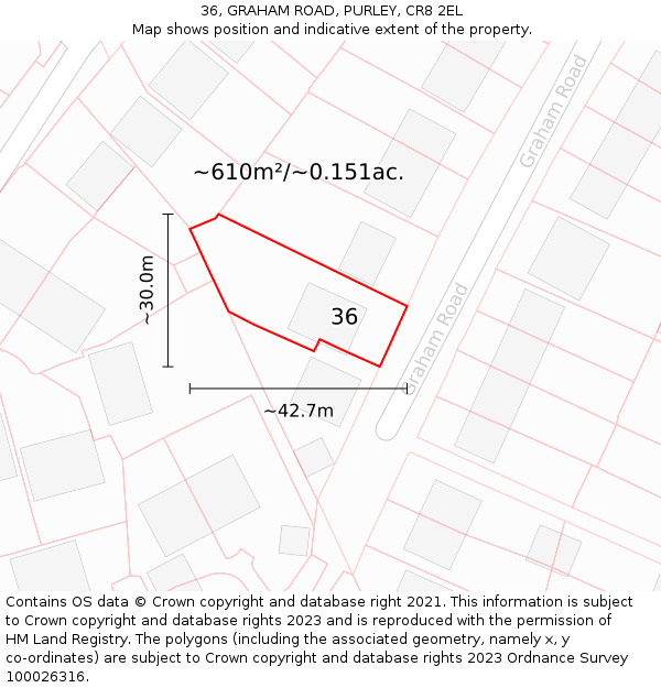 36, GRAHAM ROAD, PURLEY, CR8 2EL: Plot and title map