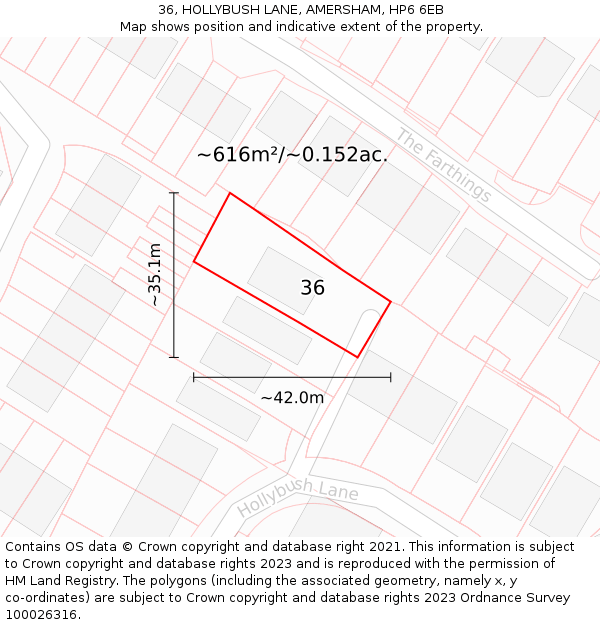 36, HOLLYBUSH LANE, AMERSHAM, HP6 6EB: Plot and title map