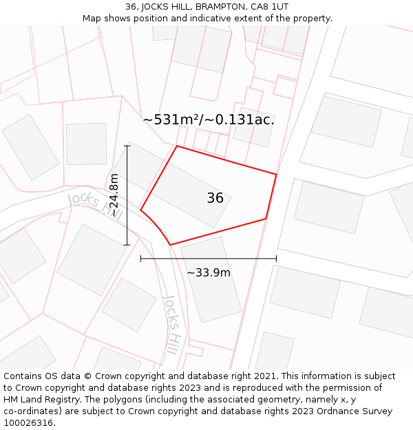 36, JOCKS HILL, BRAMPTON, CA8 1UT: Plot and title map