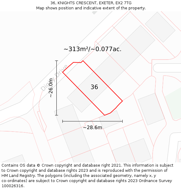 36, KNIGHTS CRESCENT, EXETER, EX2 7TG: Plot and title map