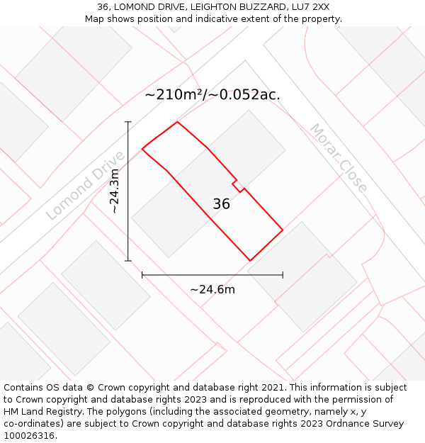 36, LOMOND DRIVE, LEIGHTON BUZZARD, LU7 2XX: Plot and title map